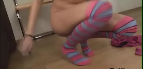  Tiny Miley purchased a fresh pair of stocking socks but no panties